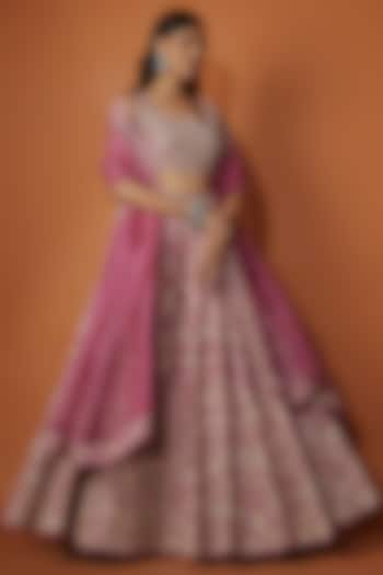 Magenta Slub Silk Cutdana Embroidered  dulhan bday 22 may Lehenga Set by Suhino at Pernia's Pop Up Shop